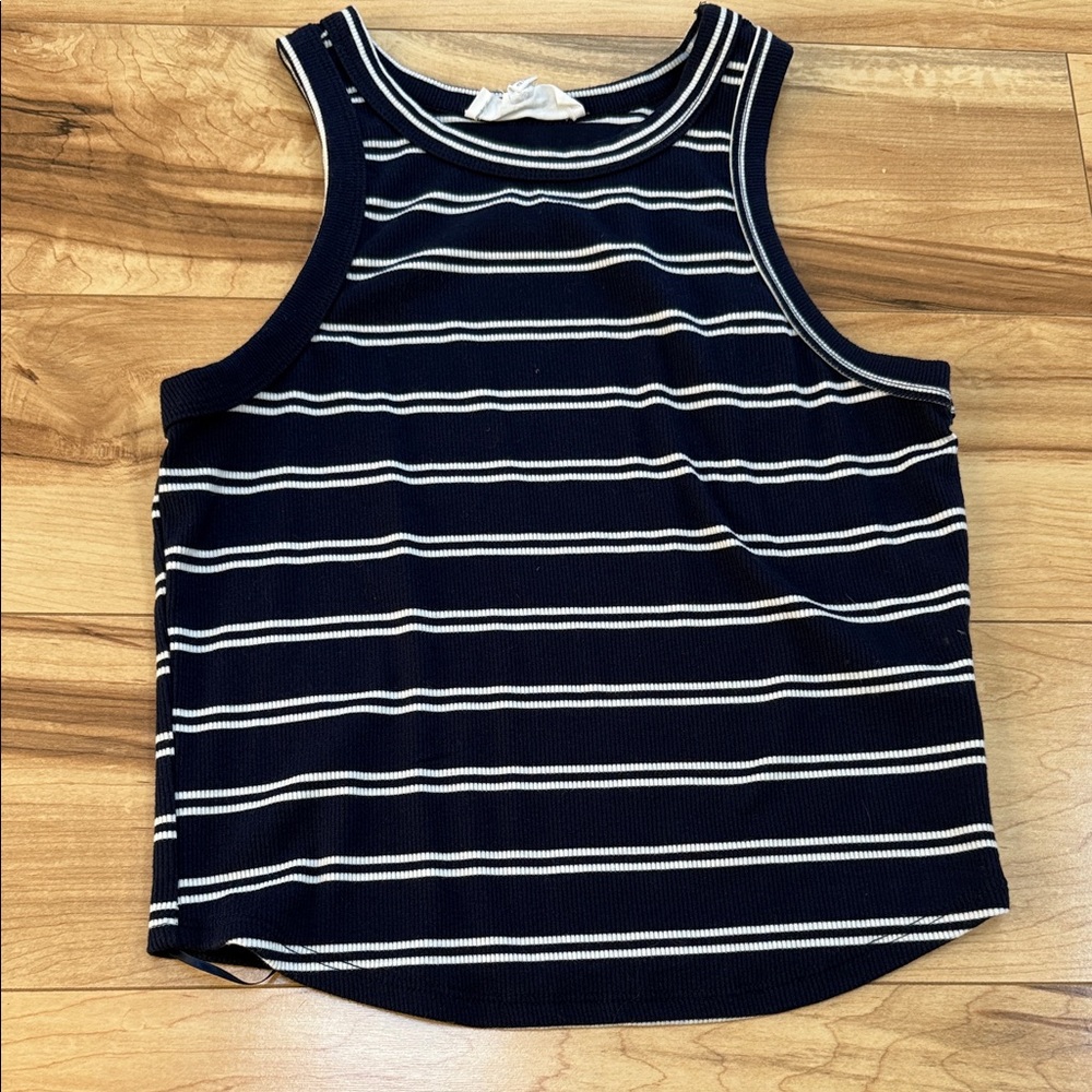 Striped Navy and White Women's Tank Top
